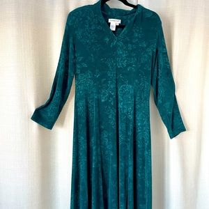 Emerald Green Coldwater Creek Damask Flowing Dress for Subtle Elegance